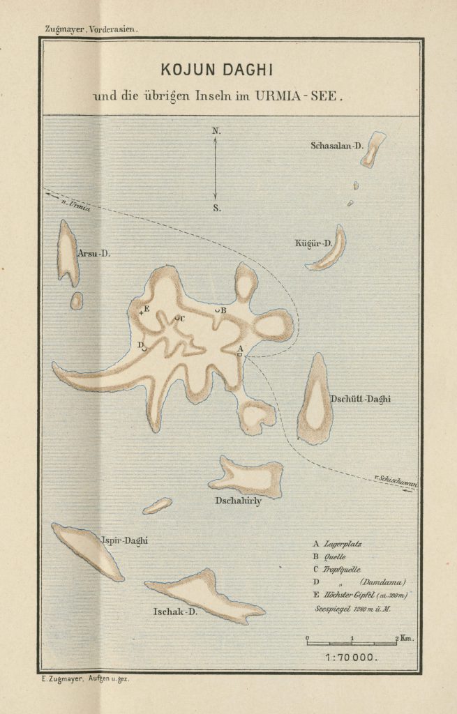 Map of Kojun Daghi and the other islands in Lake Urmia 1905
