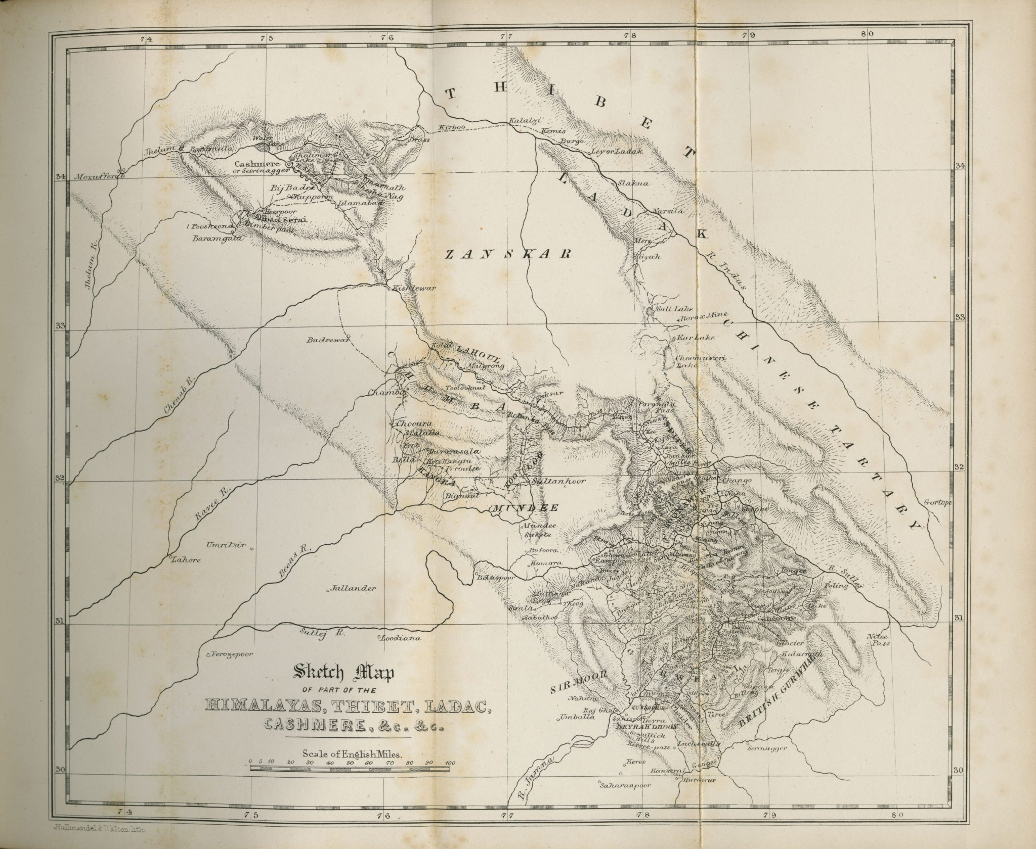 Sketch Map of part of the Himalayas, Thibet, Ladac, Cashmere, etc 1854