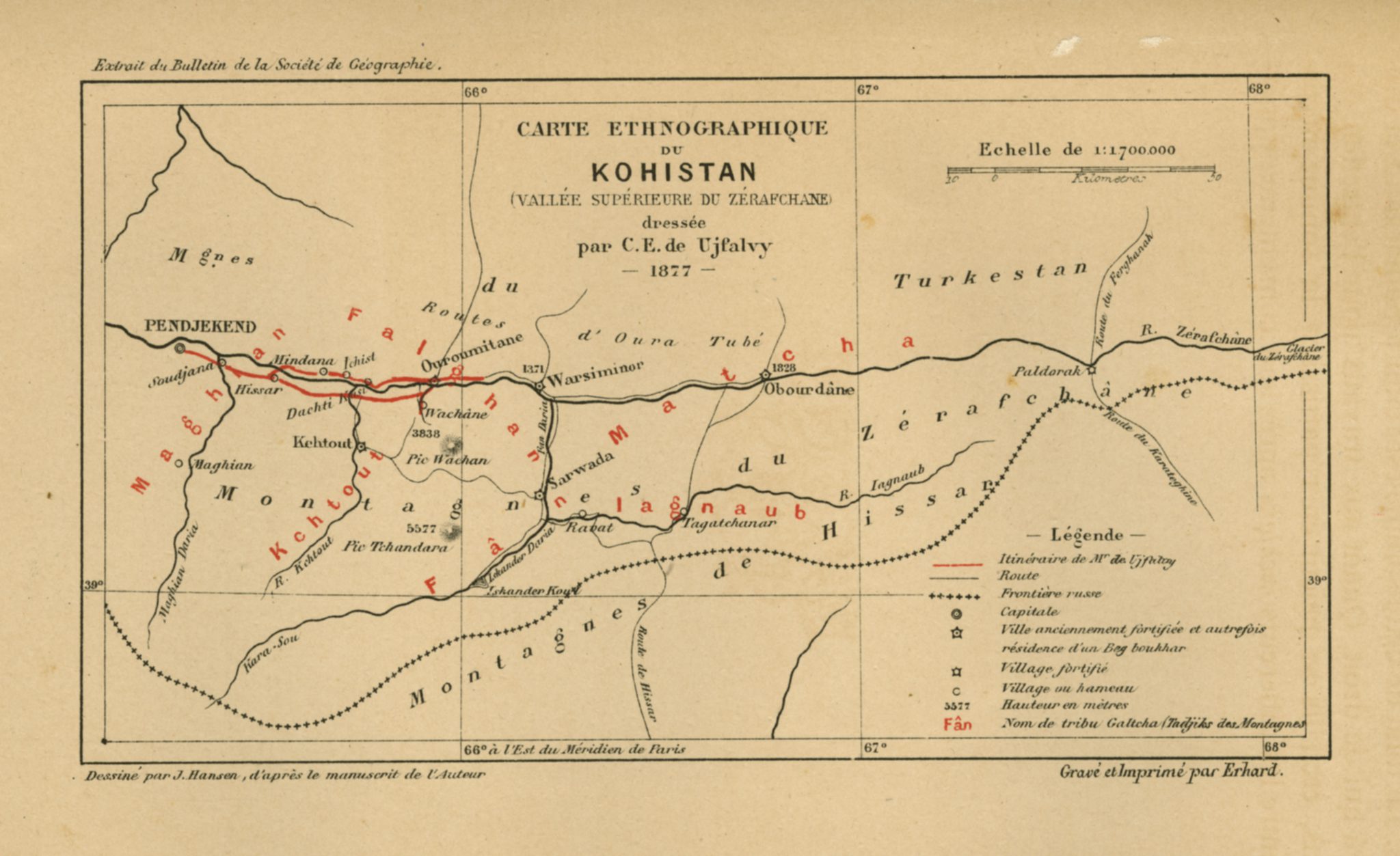 Carte ethnographique du Kohistan 1878