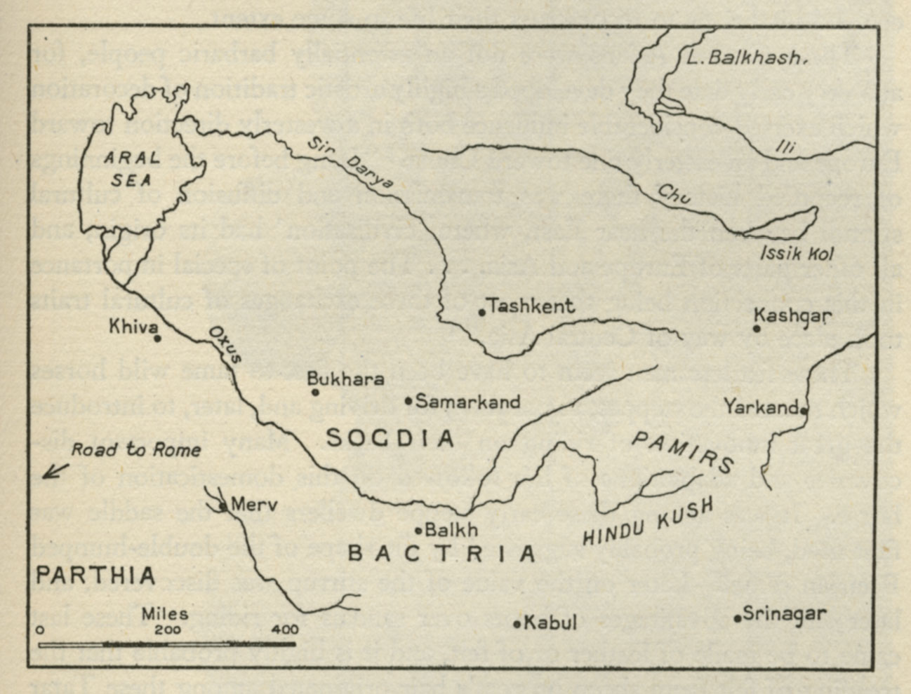 Map of Sogdia, Bactria, Parthia, Pamirs, the Aral Sea, etc. 1942