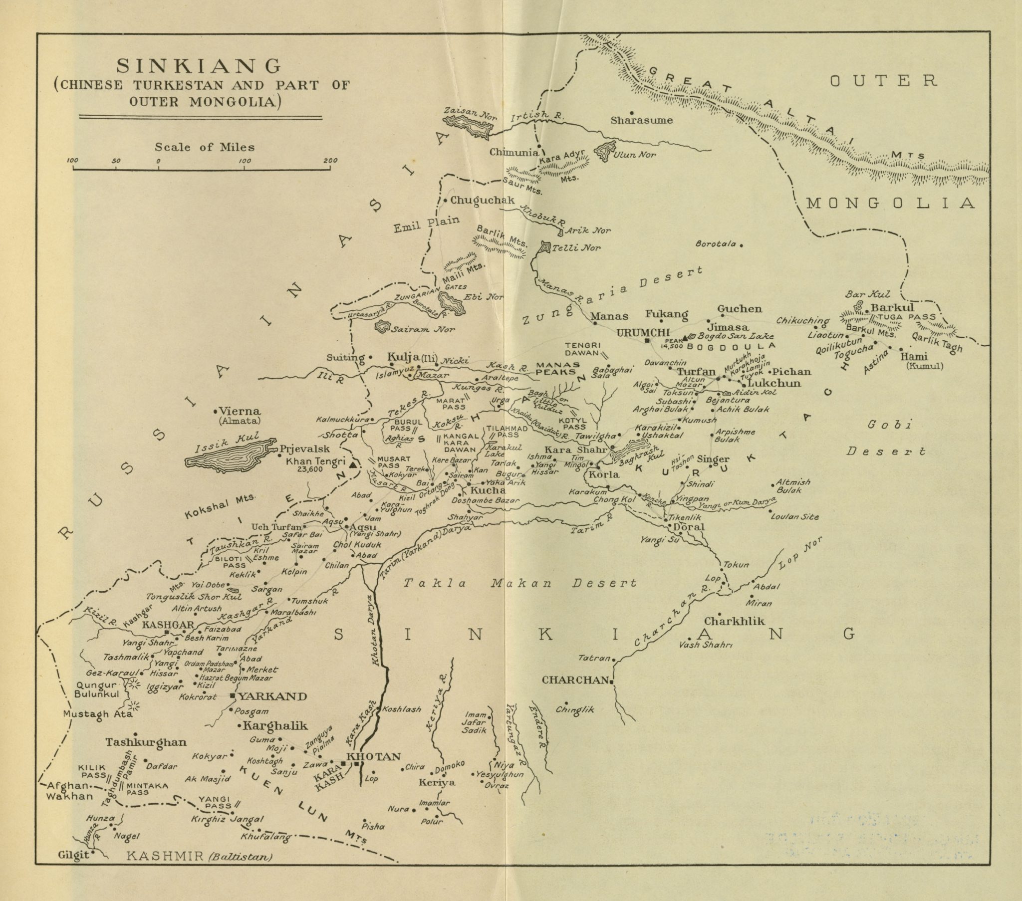 Sinkiang Chinese Turkestan and part of outer Mongolia 1933