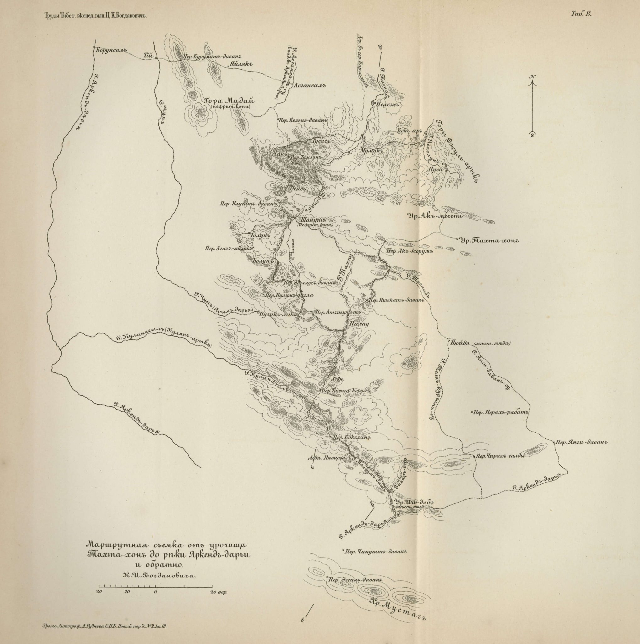 Route survey of the area surrounding Tahta Hon and the Yarkand River 1892