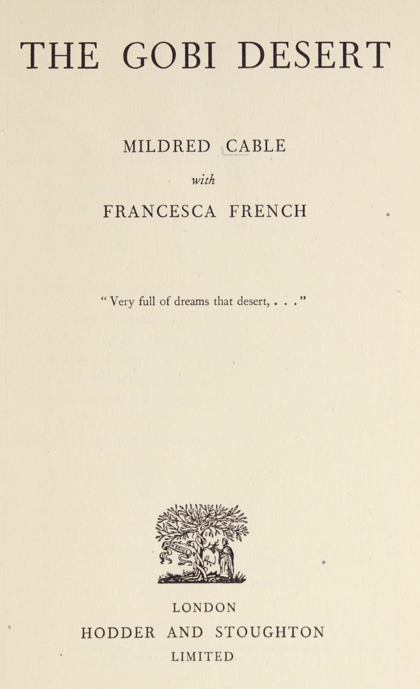 The Gobi Desert by Mildred Cable, Francesca French